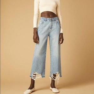 DL1961 Denim Hepburn Wide Leg Pant in Slate